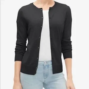 Gap Womens Crewneck Cardigan True Black Size L